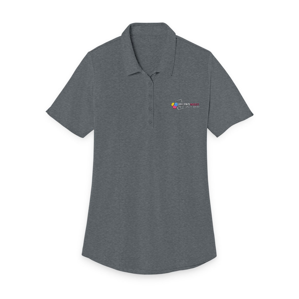Women's embroidered pique polo shirt, view 3