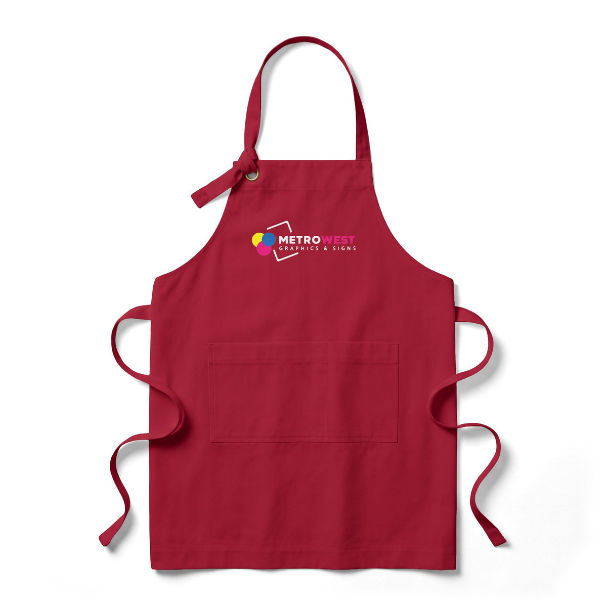 Heavy twill bib apron with printed logo on the front