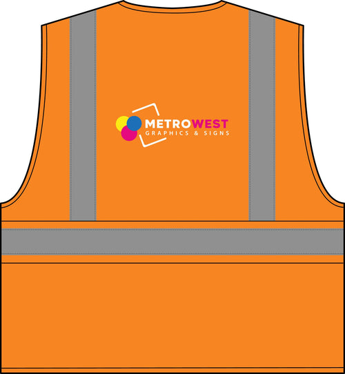 Printed dual-color safety vest, view 2