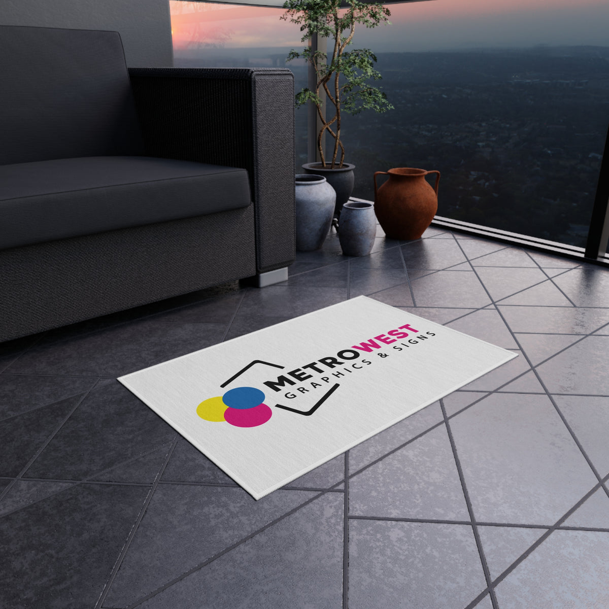 Custom printed outdoor rug, view 2