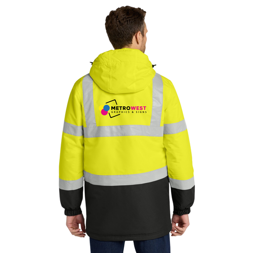Safety parka printed front and back, view 2