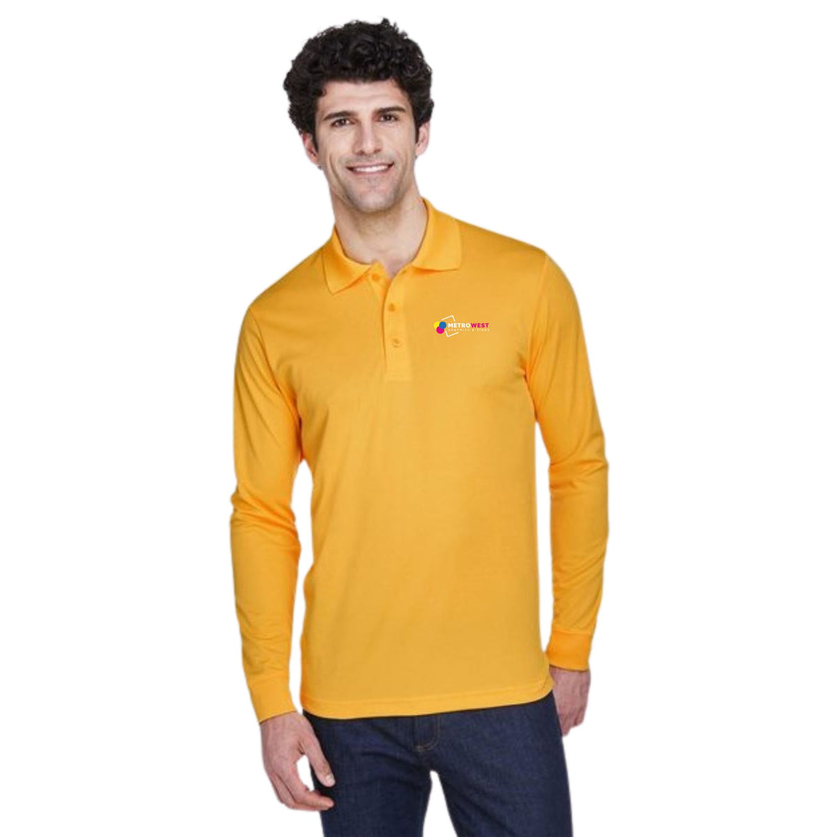 Men's Pinnacle Performance Long Sleeve Piqué Polo CORE365 88192 - Front + Back
