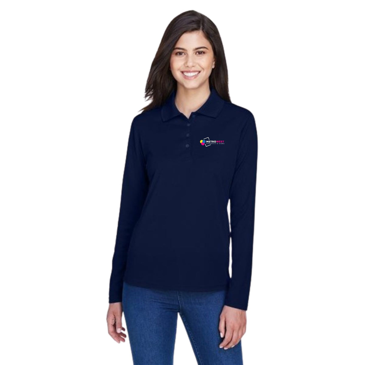 Copy of Women's Long Sleeve Piqué Polo CORE365 78192 - Front + Back + Sleeves