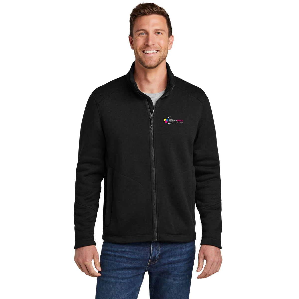 Arc Sweater Fleece Jacket Port Authority F428 - Front + Back + Sleeves