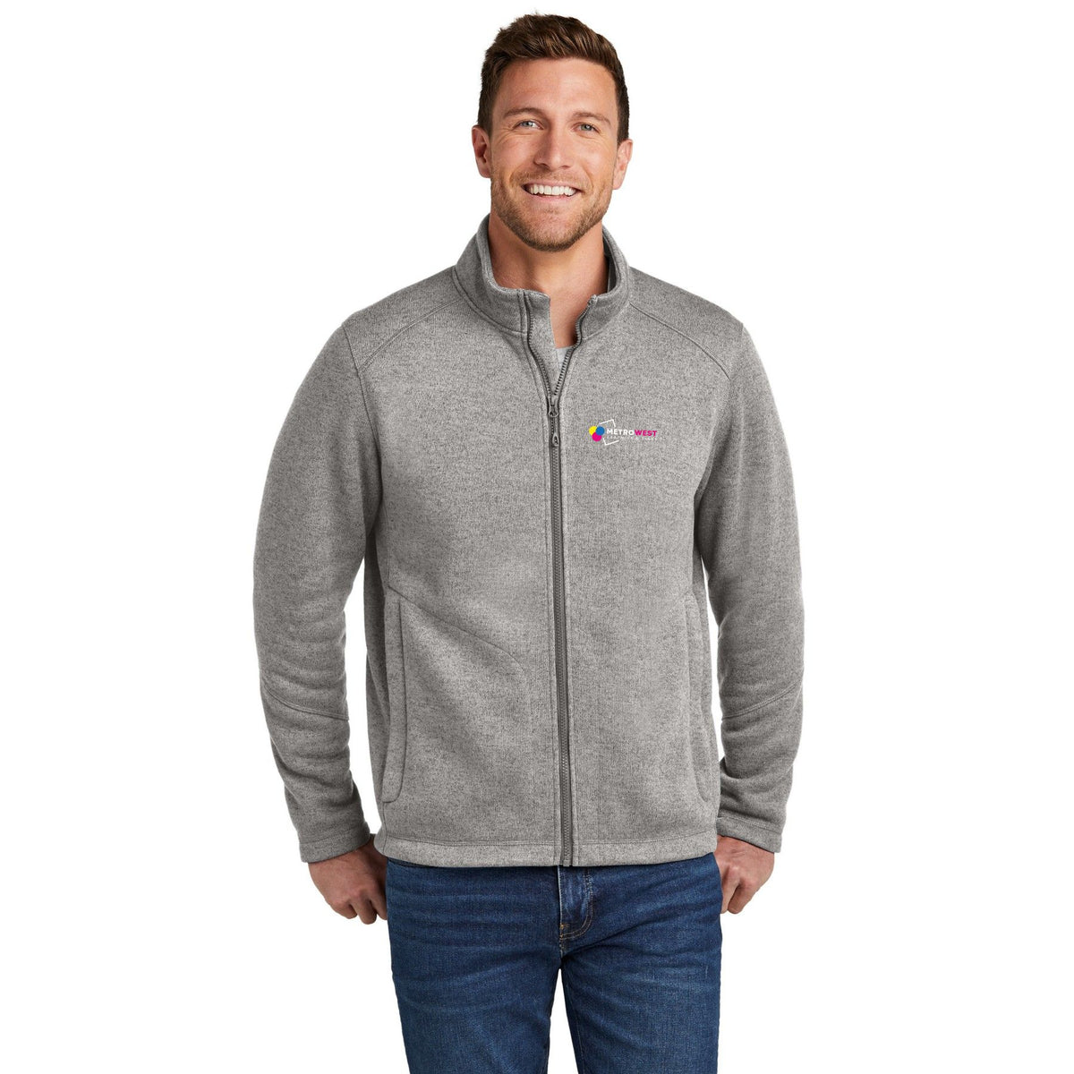 Arc Sweater Fleece Jacket Port Authority F428 - Front + Back + Sleeves