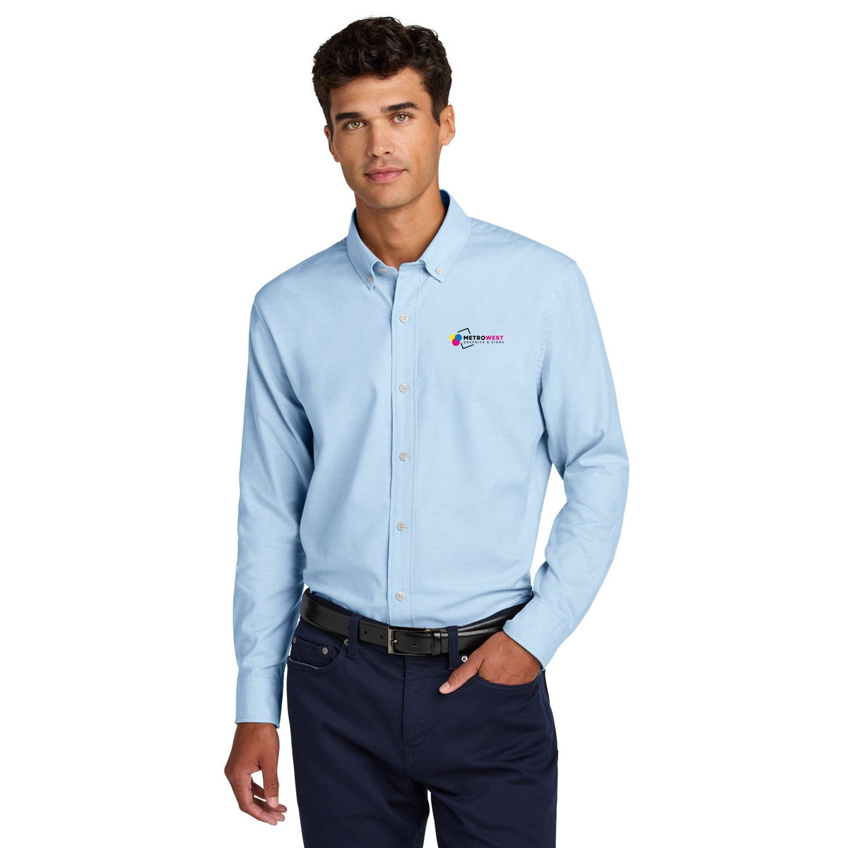 Long Sleeve Modern Oxford Shirt Mercer+Mettle™ MM2002 - Front + Back
