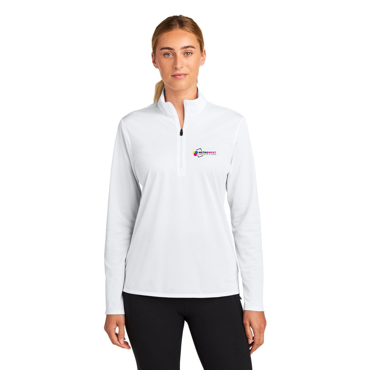 Women's Micropique Sport-Wick 1/4-Zip Sport-Tek LST672 - Front + Back + Sleeves