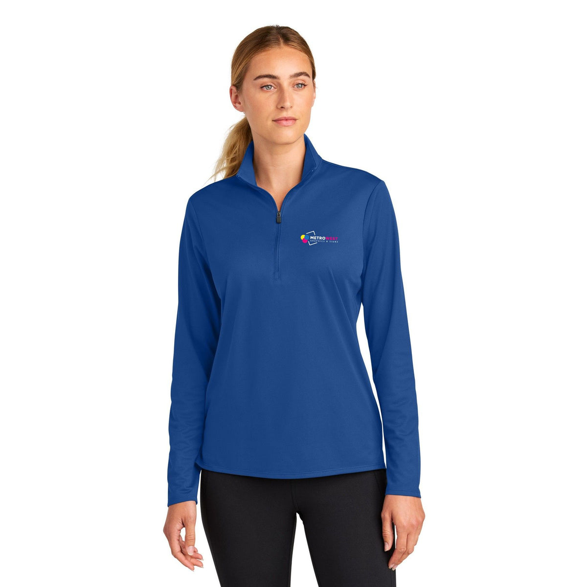 Women's Micropique Sport-Wick 1/4-Zip Sport-Tek LST672 - Front + Back + Sleeves