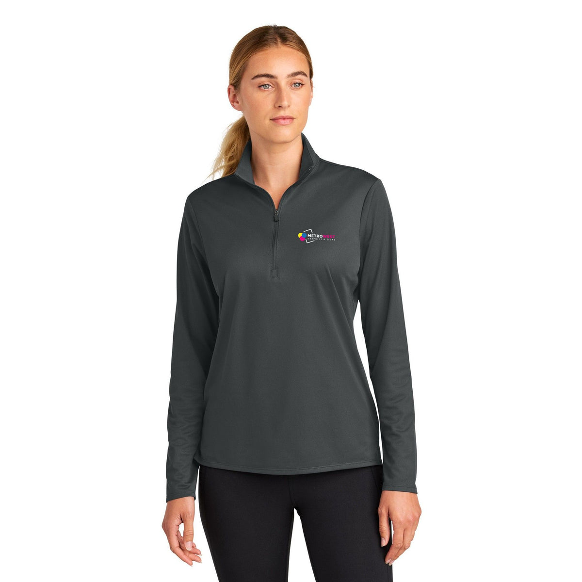 Women's Micropique Sport-Wick 1/4-Zip Sport-Tek LST672 - Front + Back + Sleeves