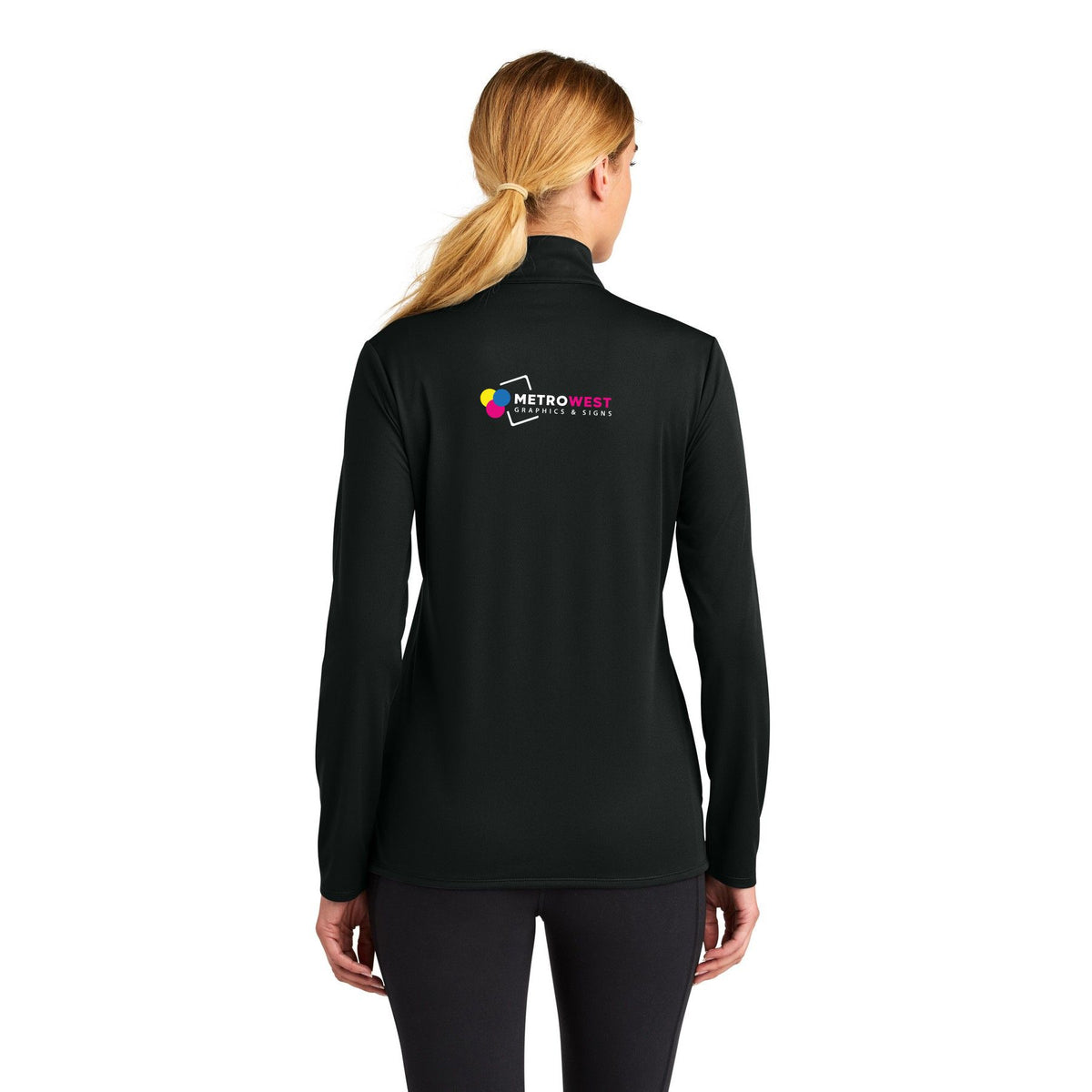 Women's Micropique Sport-Wick 1/4-Zip Sport-Tek LST672 - Front + Back + Sleeves