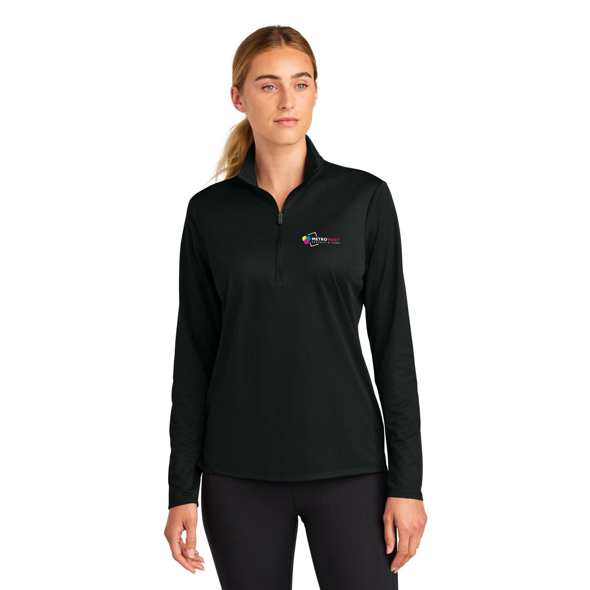 Women's Micropique Sport-Wick 1/4-Zip Sport-Tek LST672 - Front + Back + Sleeves