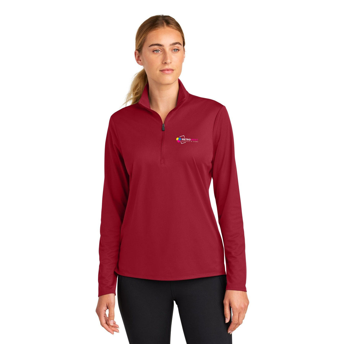 Women's Micropique Sport-Wick 1/4-Zip Sport-Tek LST672 - Front + Back + Sleeves
