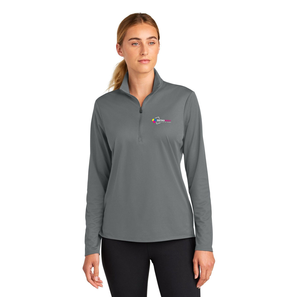 Women's Micropique Sport-Wick 1/4-Zip Sport-Tek LST672 - Front + Back + Sleeves