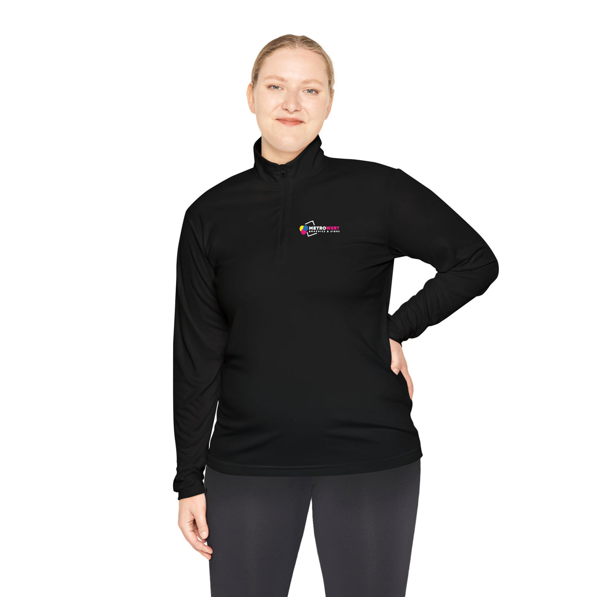Sport-Tek quarter-zip printed front and back, view 4