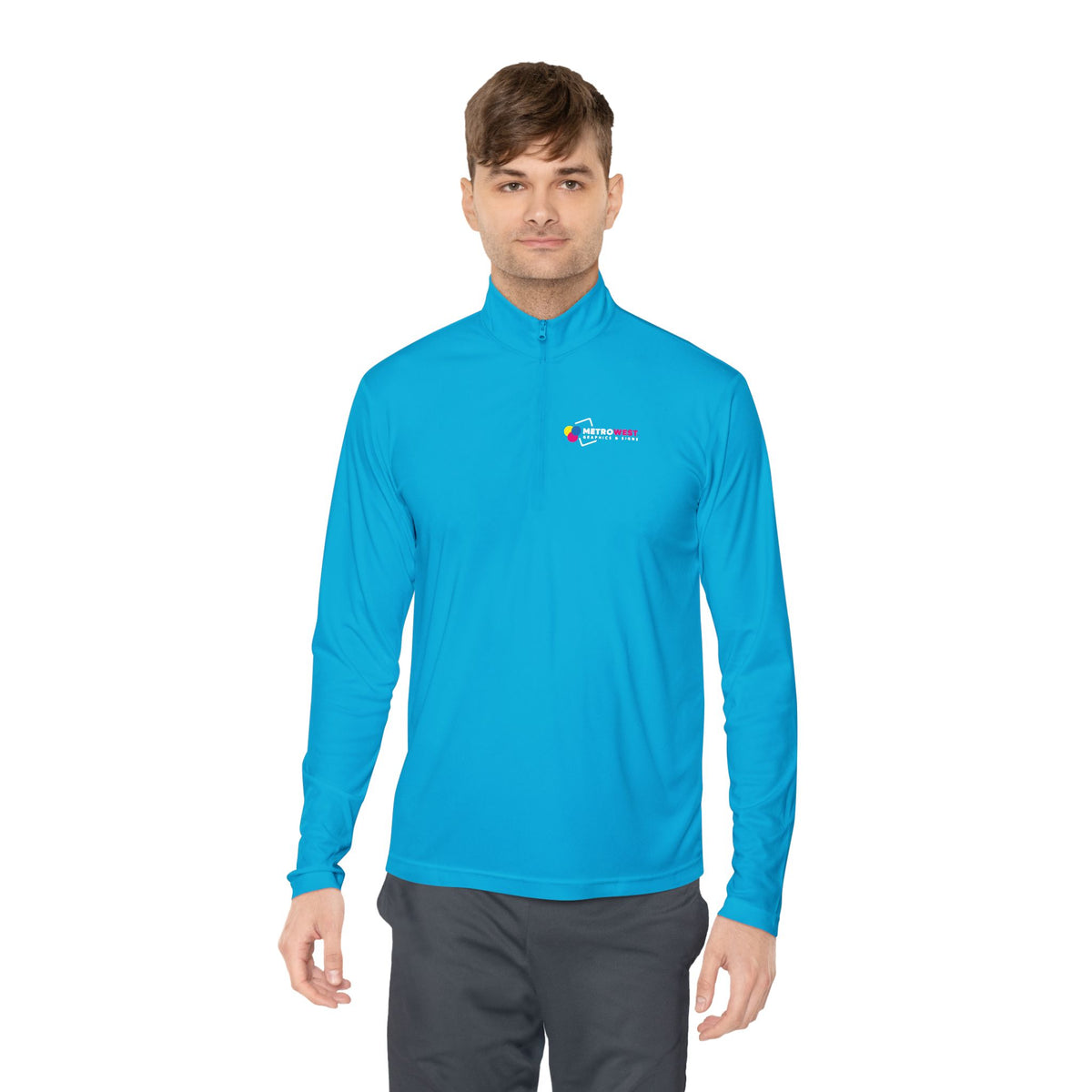 Unisex Quarter-Zip Pullover Sport-Tek ST357 - Front + Back