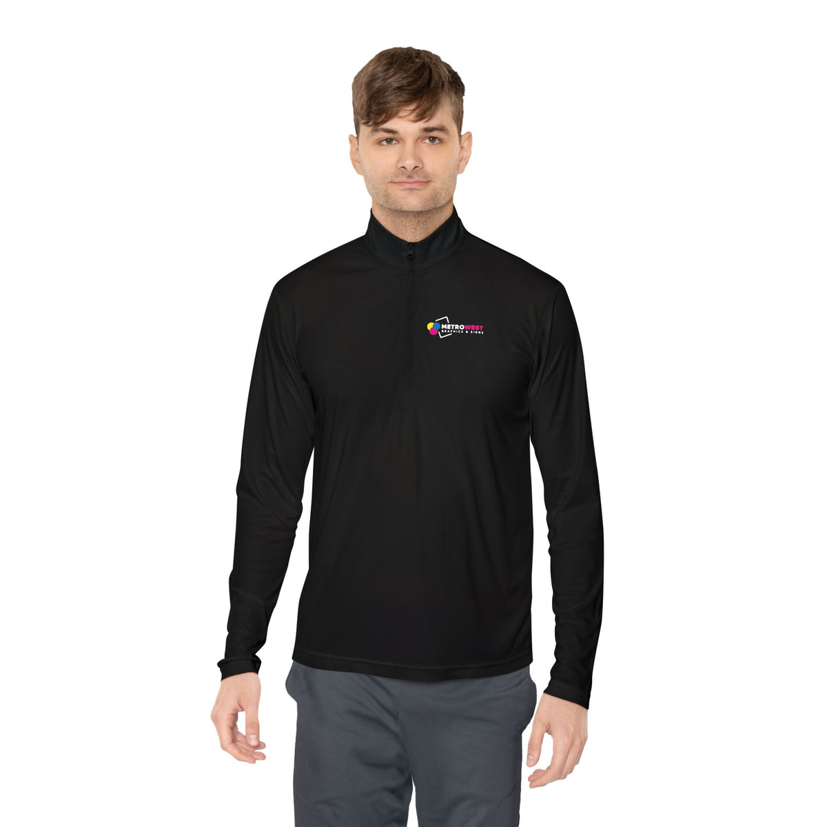 Unisex Quarter-Zip Pullover Sport-Tek ST357 - Front + Back