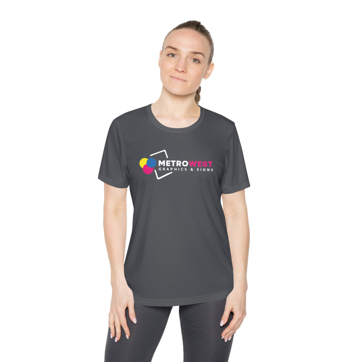 Women's performance t-shirt with printed team logo