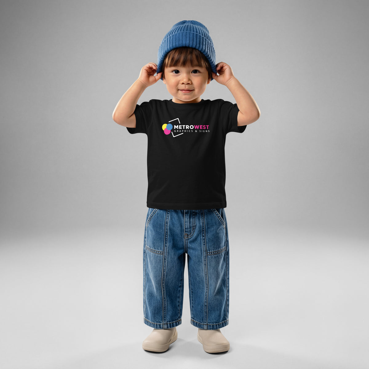 Baby jersey t-shirt with printed design on the front