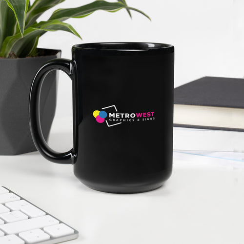 Custom printed black glossy mug, view 2
