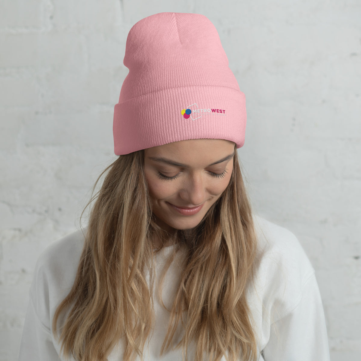 Embroidered knit beanie for company merch, view 11