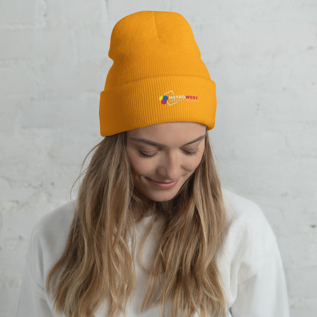 Embroidered knit beanie for company merch, view 10
