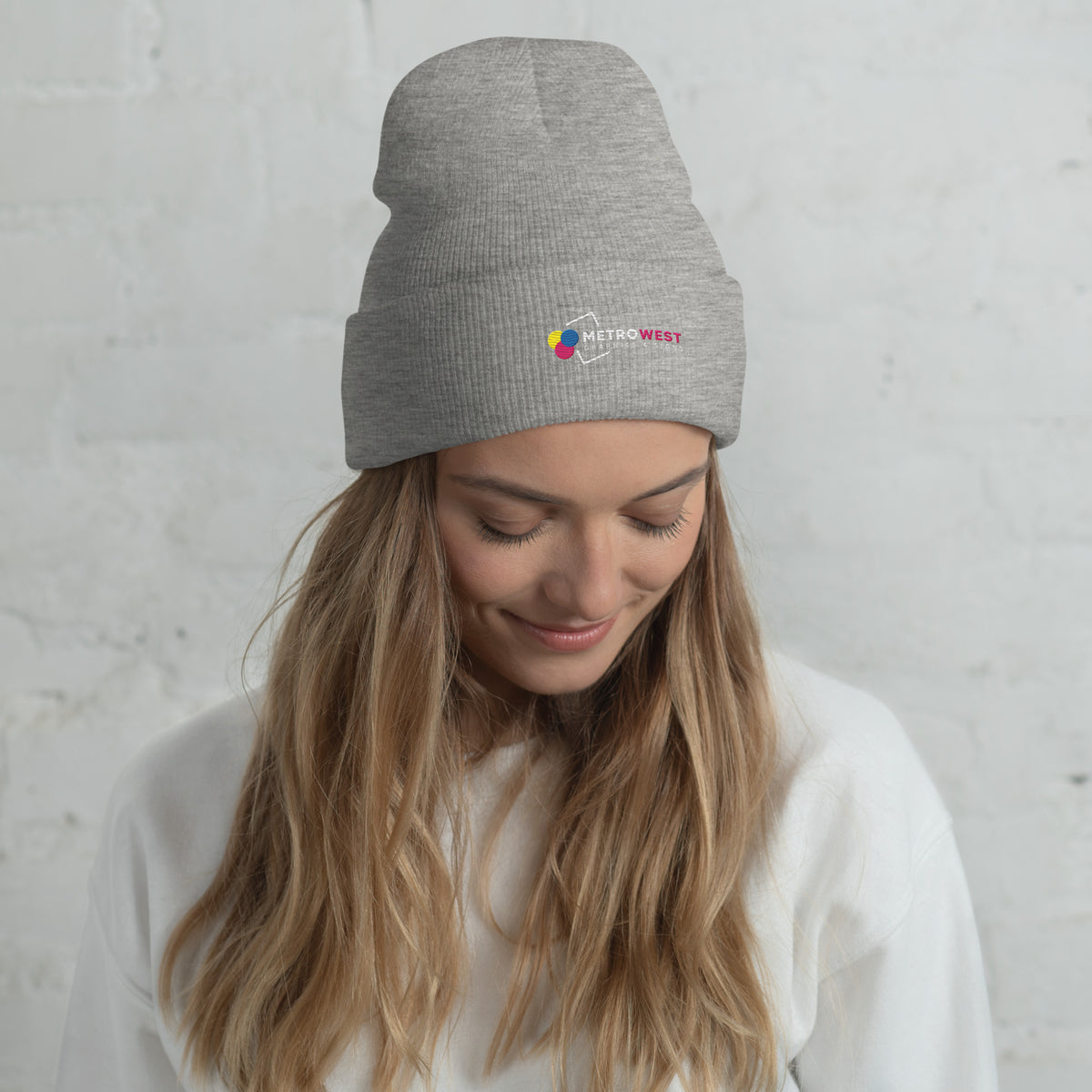 Embroidered knit beanie for company merch, view 9
