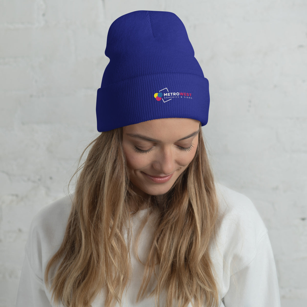Embroidered knit beanie for company merch, view 5