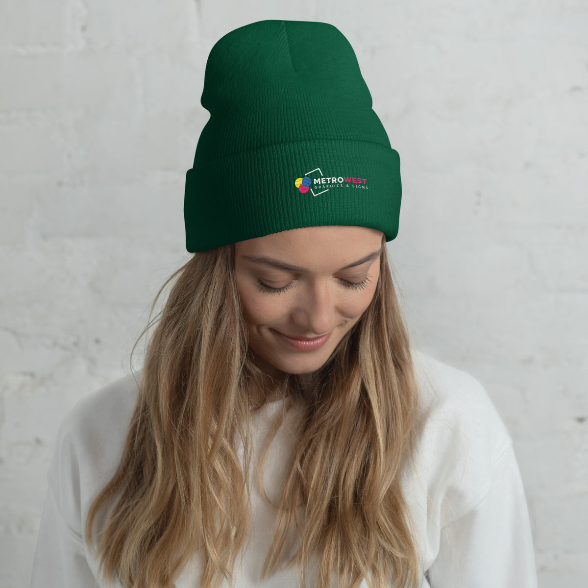 Embroidered knit beanie for company merch, view 8