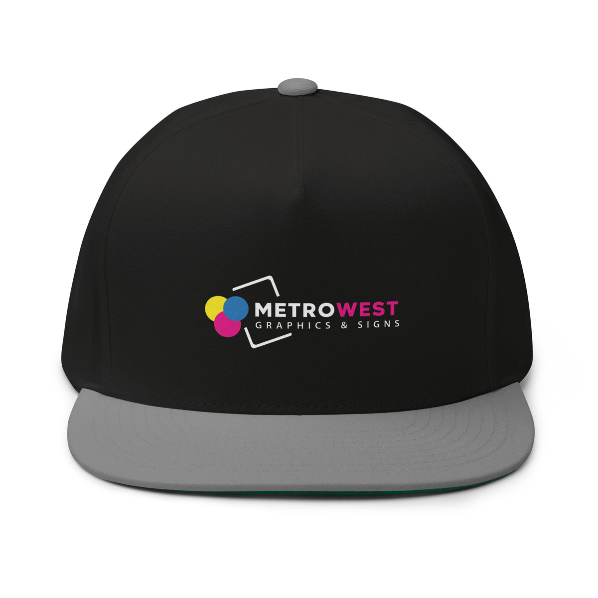 Printed flat bill cap for team merch, view 2