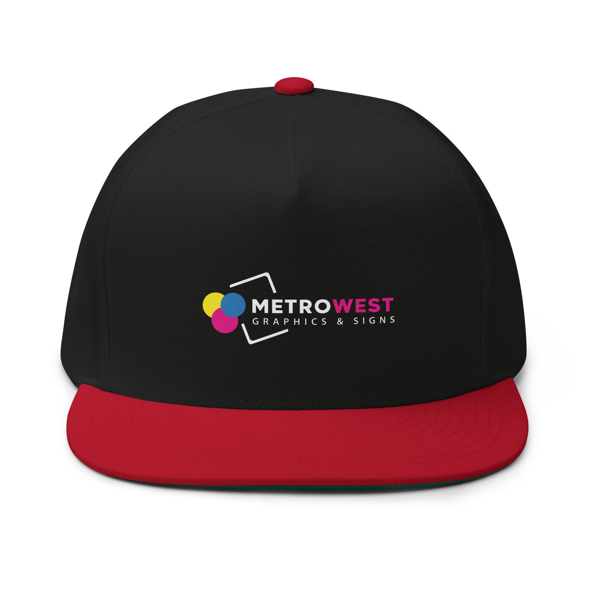 Printed flat bill cap for team merch, view 3
