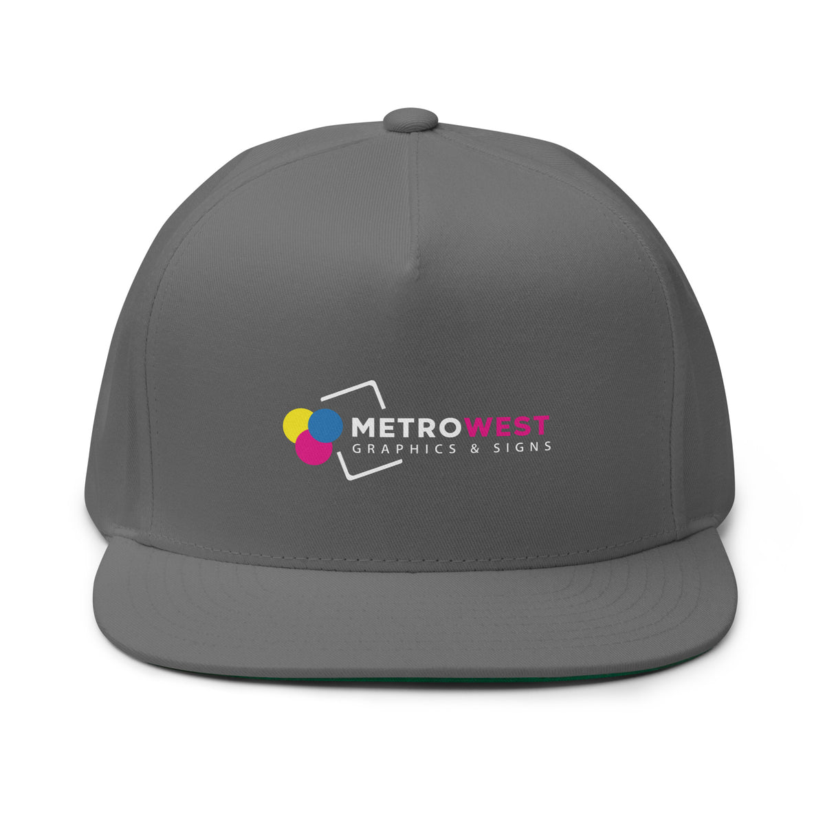 Printed flat bill cap for team merch, view 6