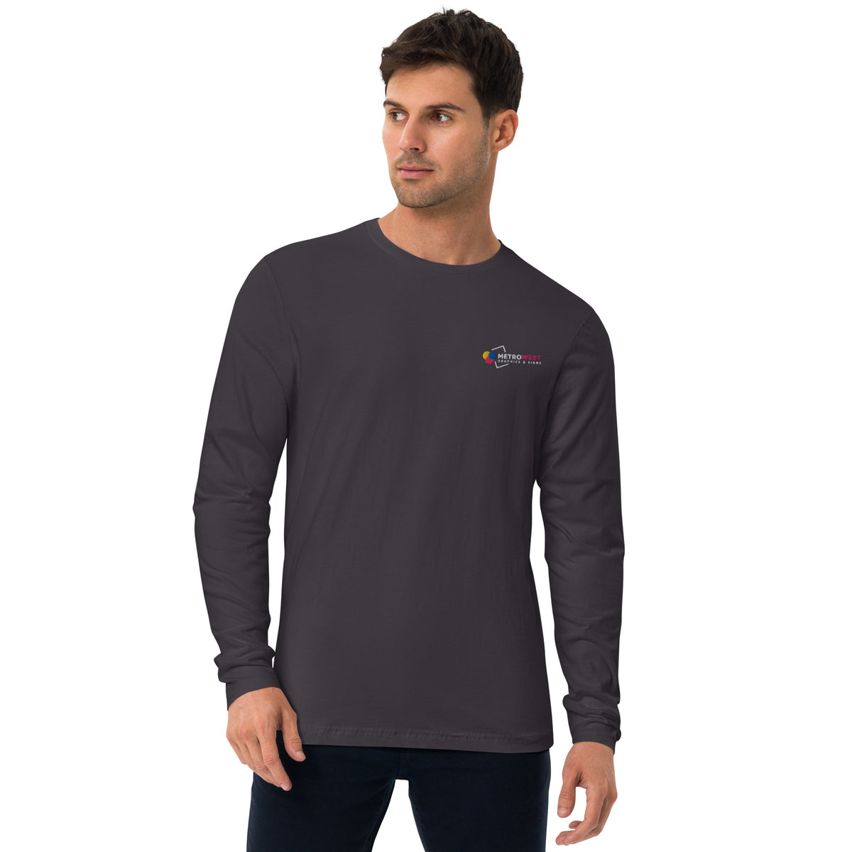 Embroidered fitted long sleeve tee, view 5