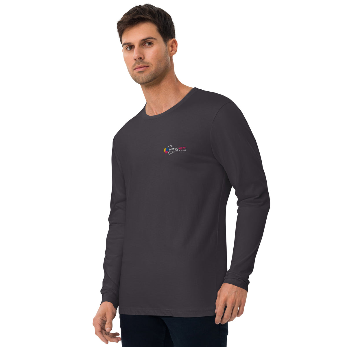 Embroidered fitted long sleeve tee, view 2