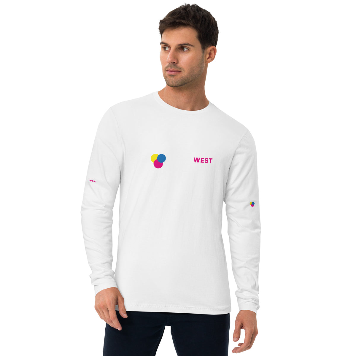 Fitted long sleeve tee with full-coverage printing, view 3