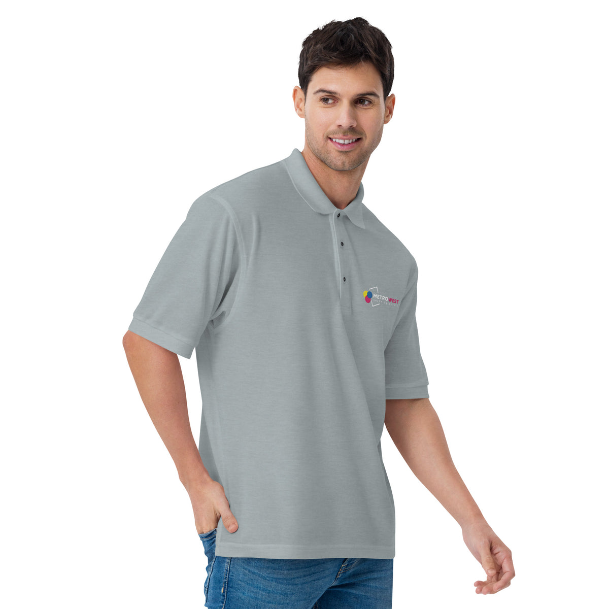 Men's embroidered premium polo shirt, view 4