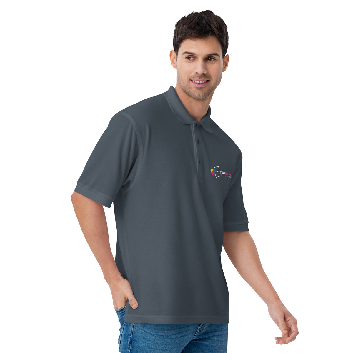 Men's embroidered premium polo shirt, view 5