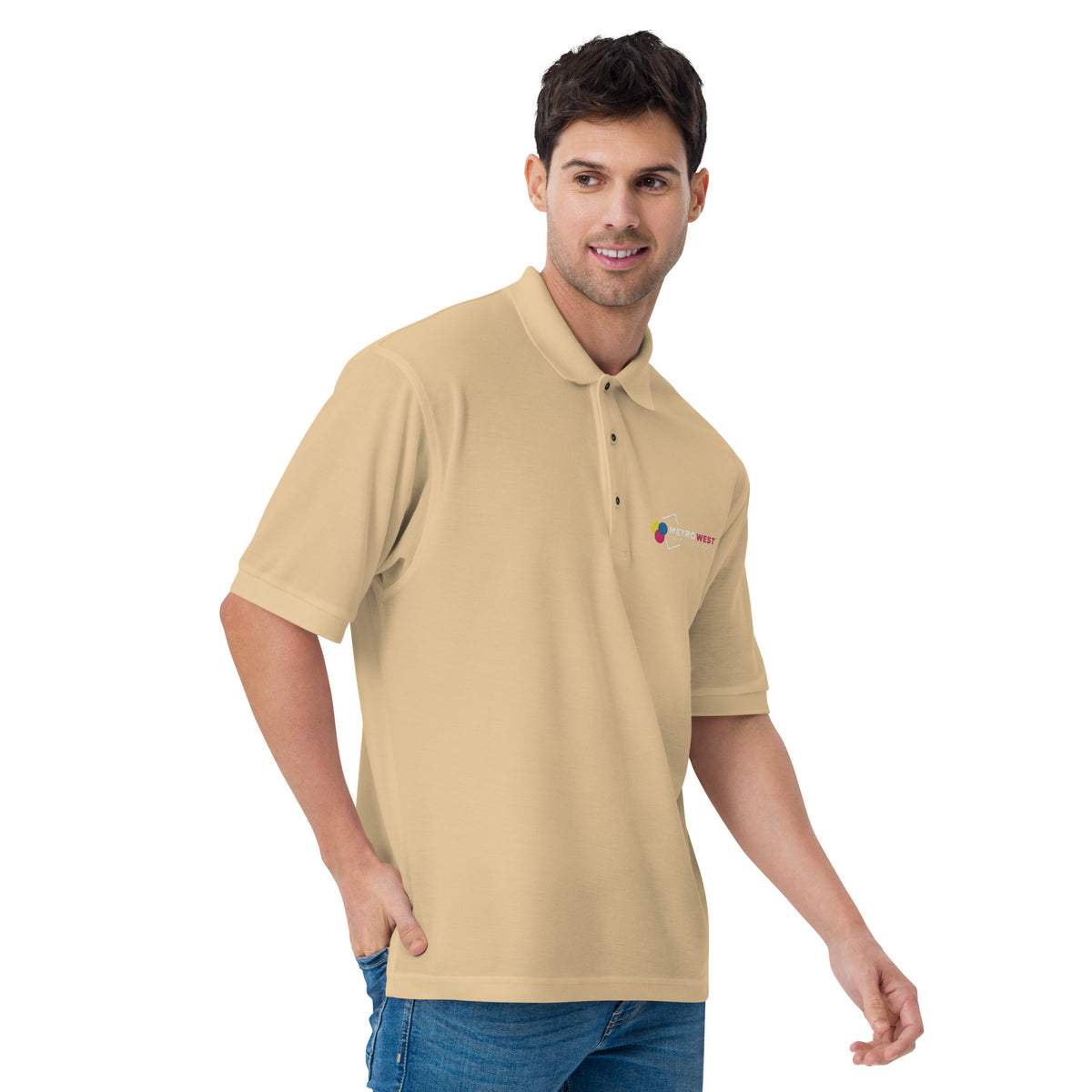 Men's embroidered premium polo shirt, view 3