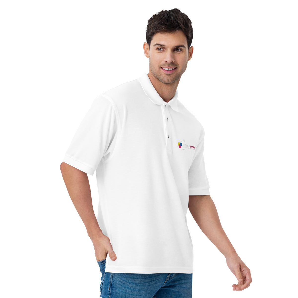 Men's embroidered premium polo shirt, view 2