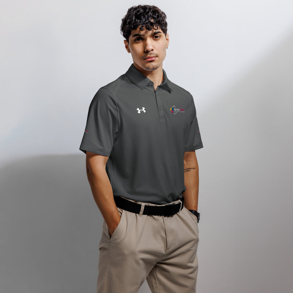 Under Armour polo embroidered on chest and sleeves, view 4