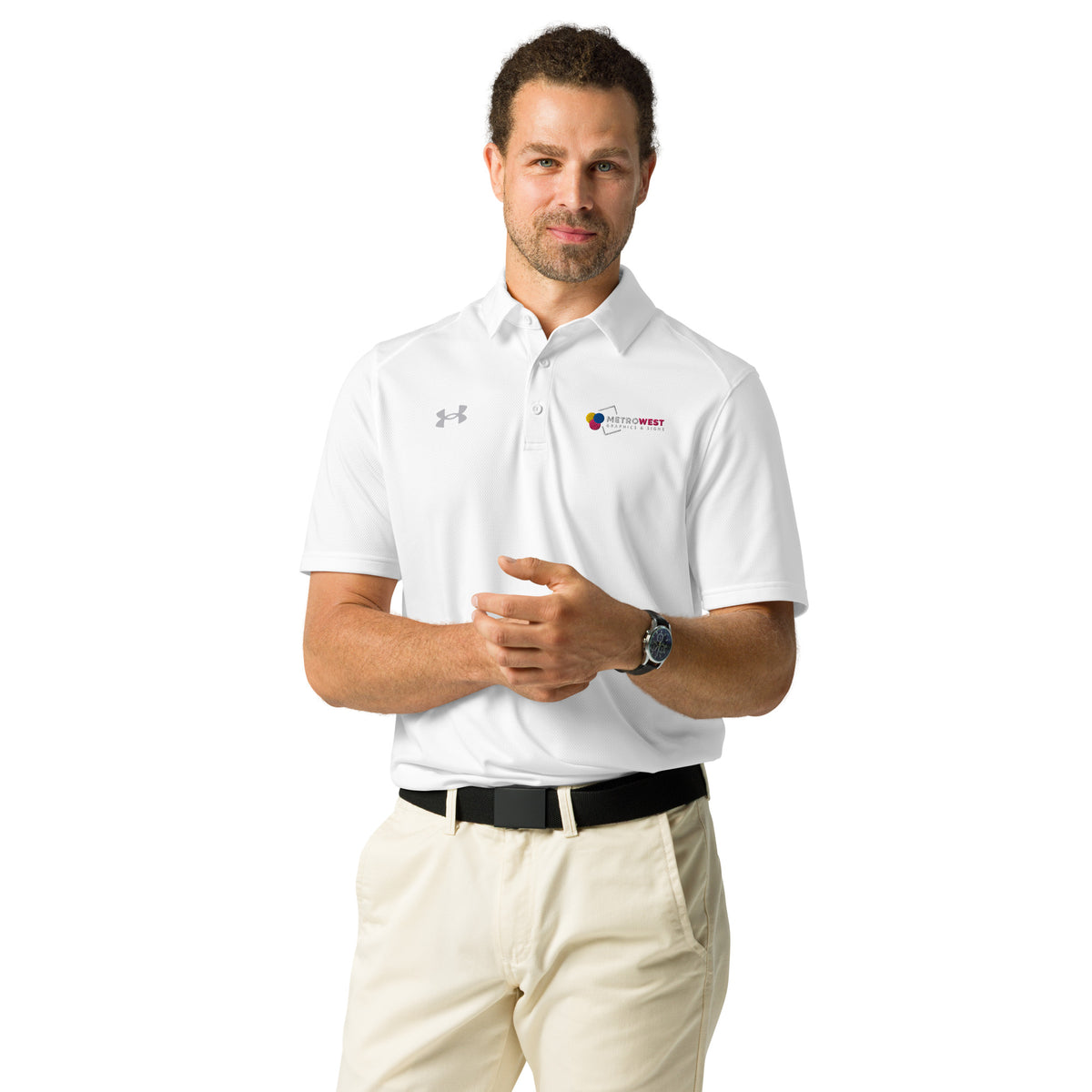 Embroidered Under Armour polo for staff uniforms, view 5