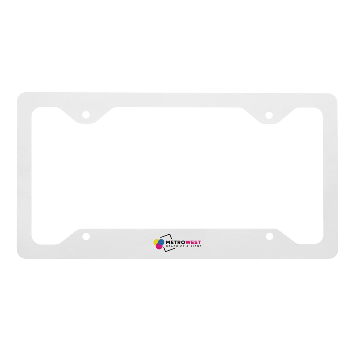 Metal license plate frame with custom printed design