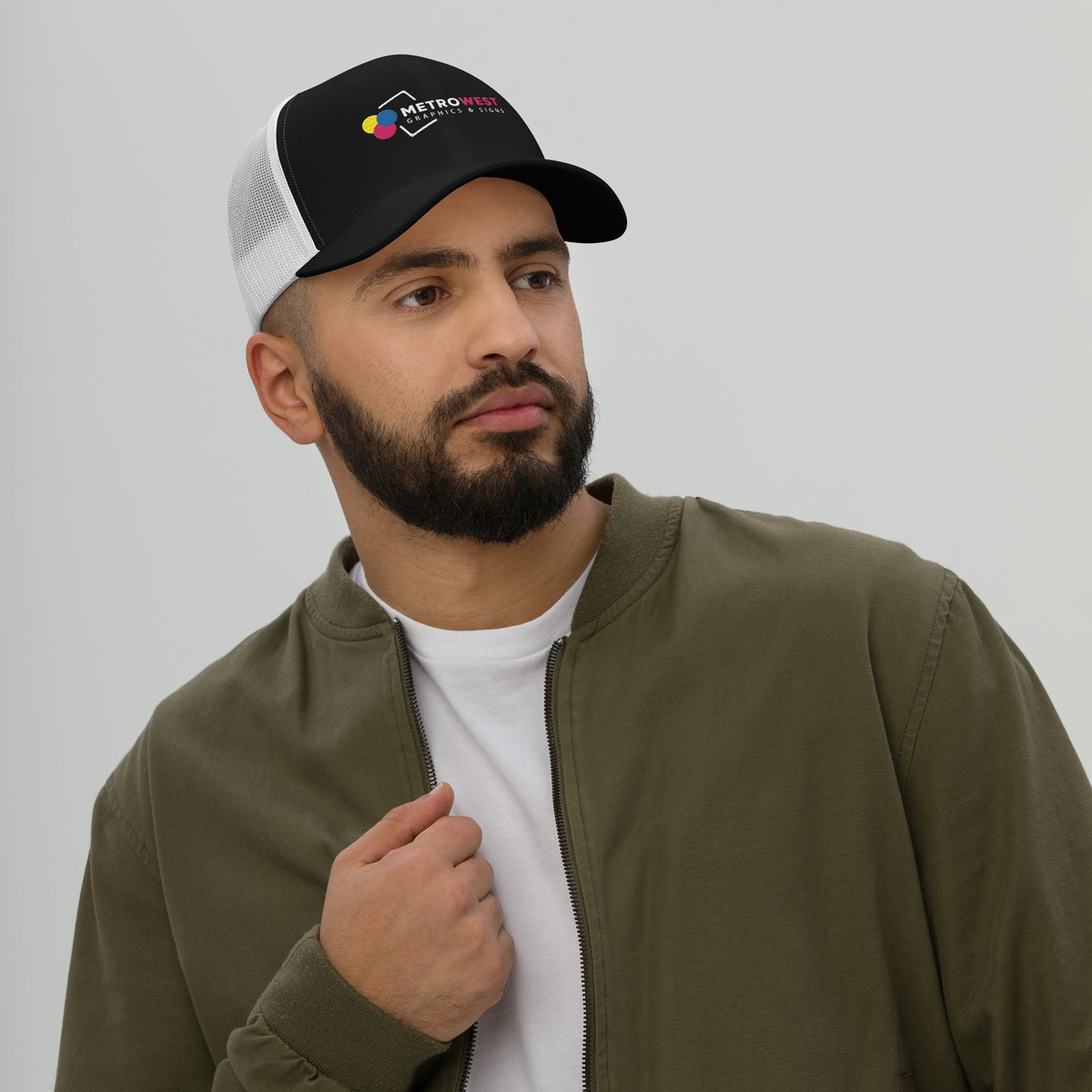 Embroidered retro trucker hat, view 3