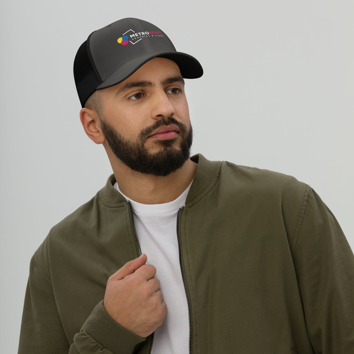 Embroidered retro trucker hat, view 5
