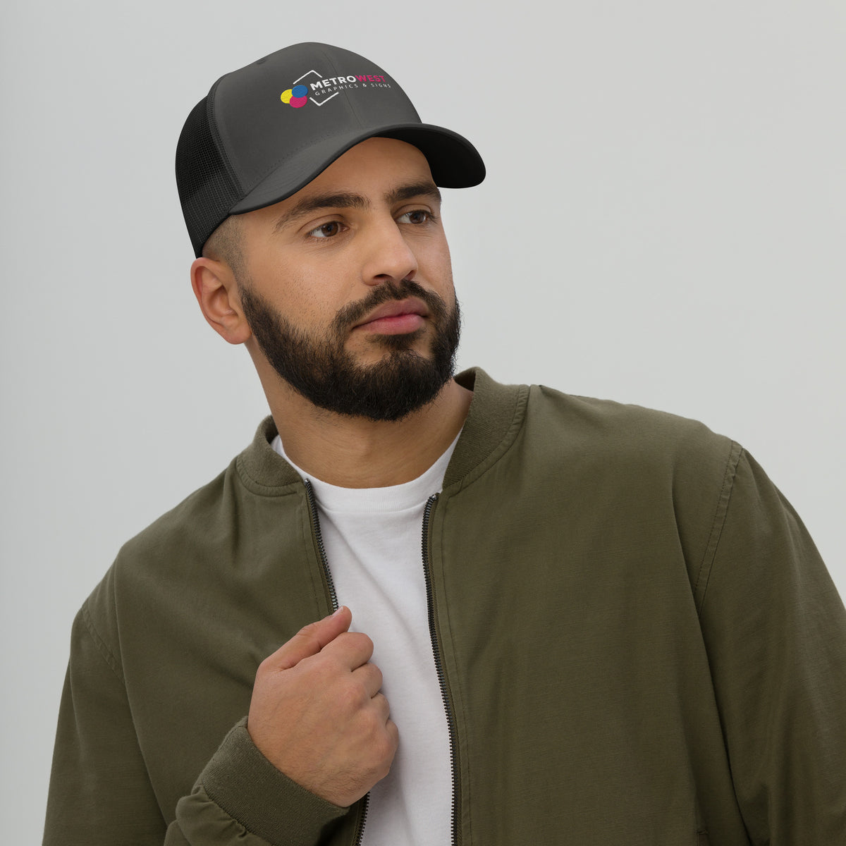 Embroidered retro trucker hat, view 6