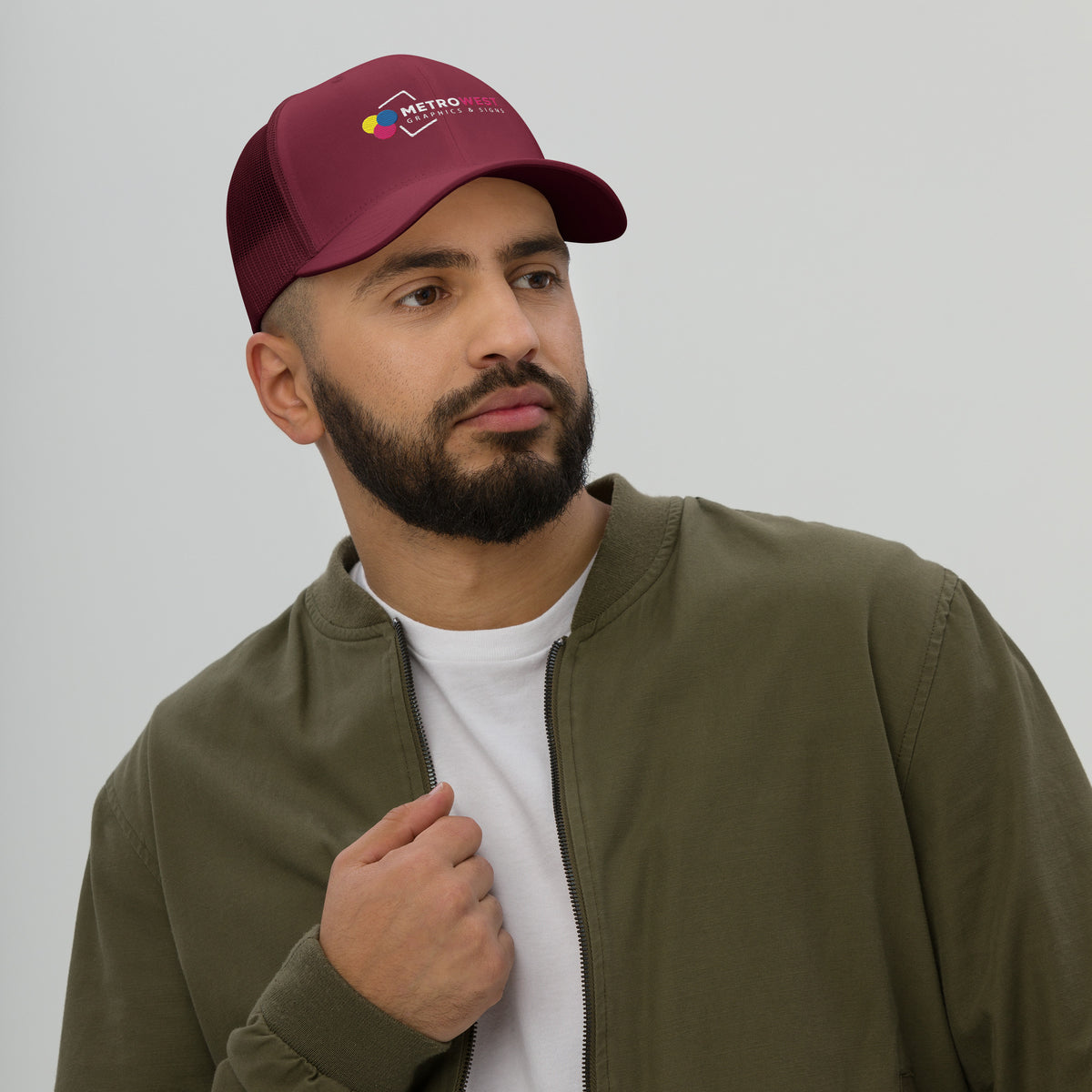 Embroidered retro trucker hat, view 7