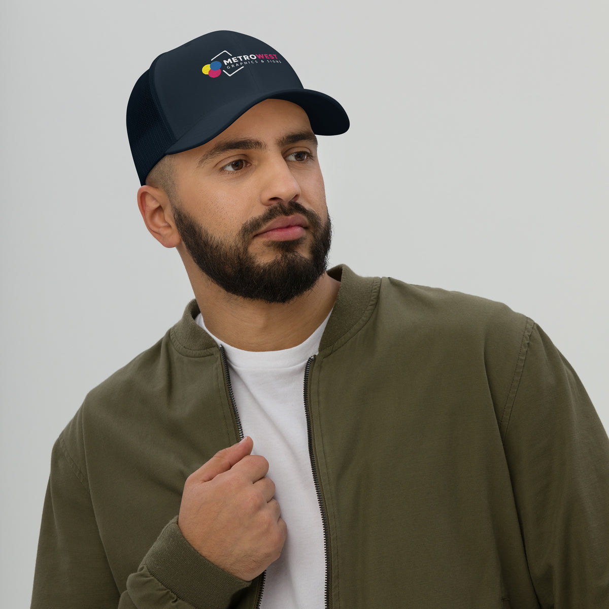 Embroidered retro trucker hat, view 4