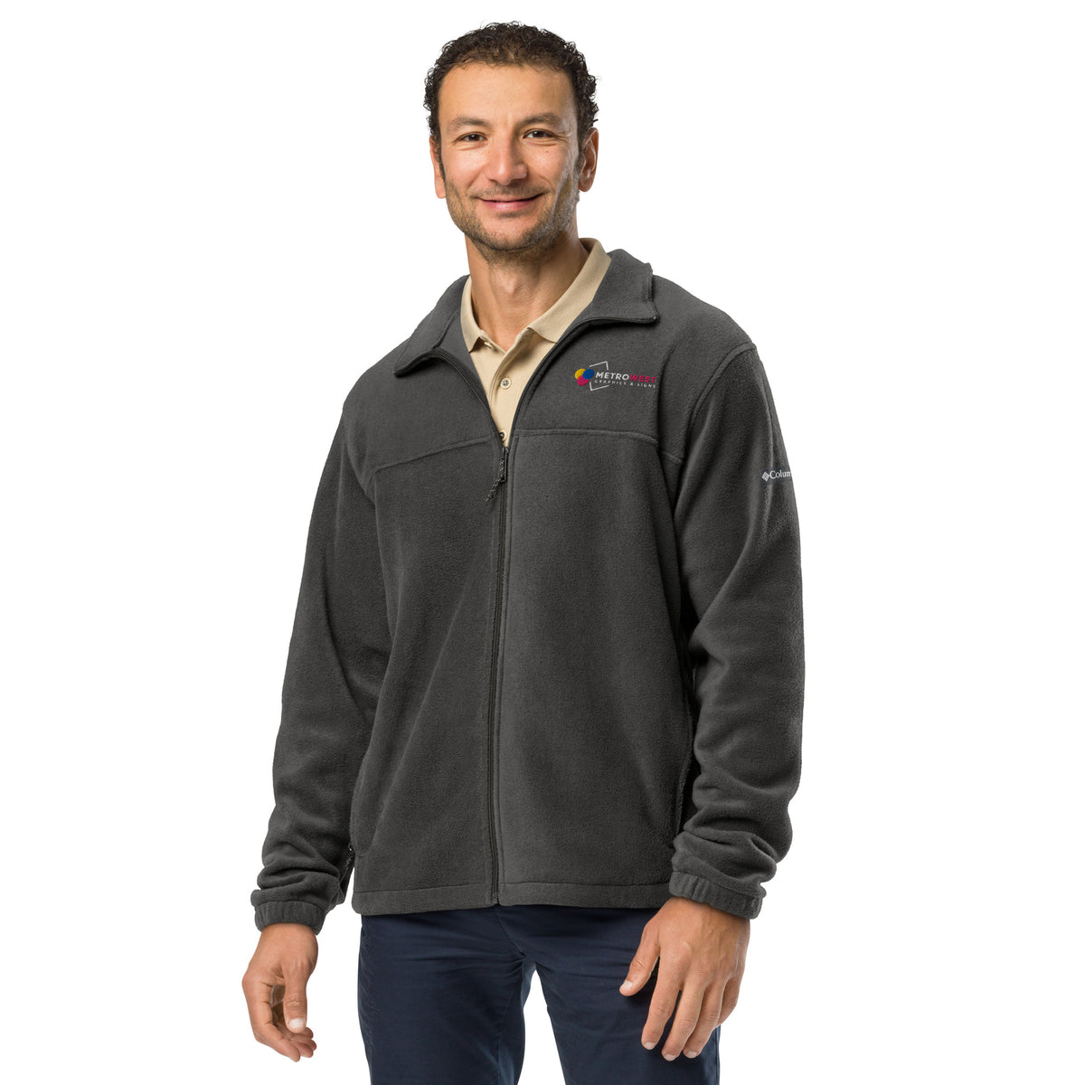 Columbia fleece jacket with printed logo on the chest