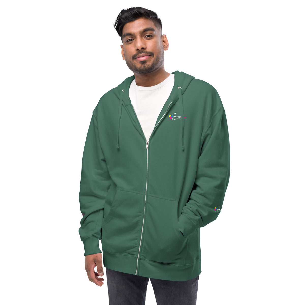 Fleece zip hoodie with full-coverage printing, view 20