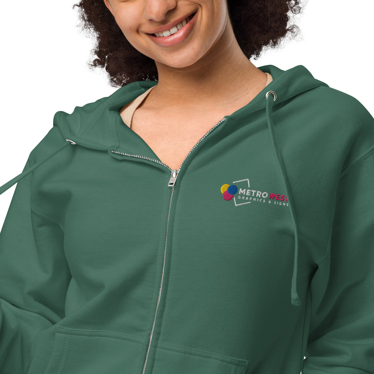 Embroidered fleece zip hoodie for staff uniforms, view 8