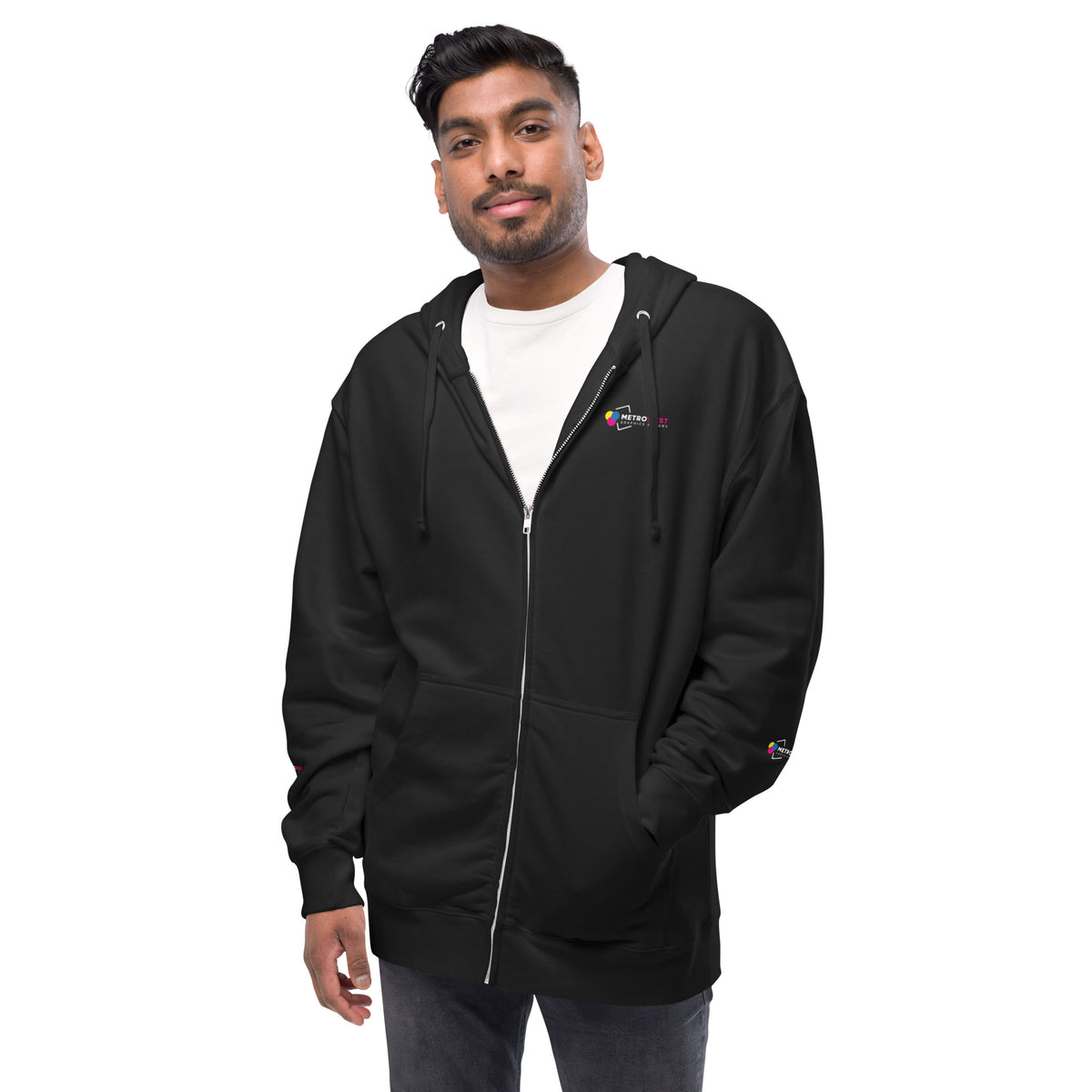 Fleece zip hoodie with full-coverage printing, view 17